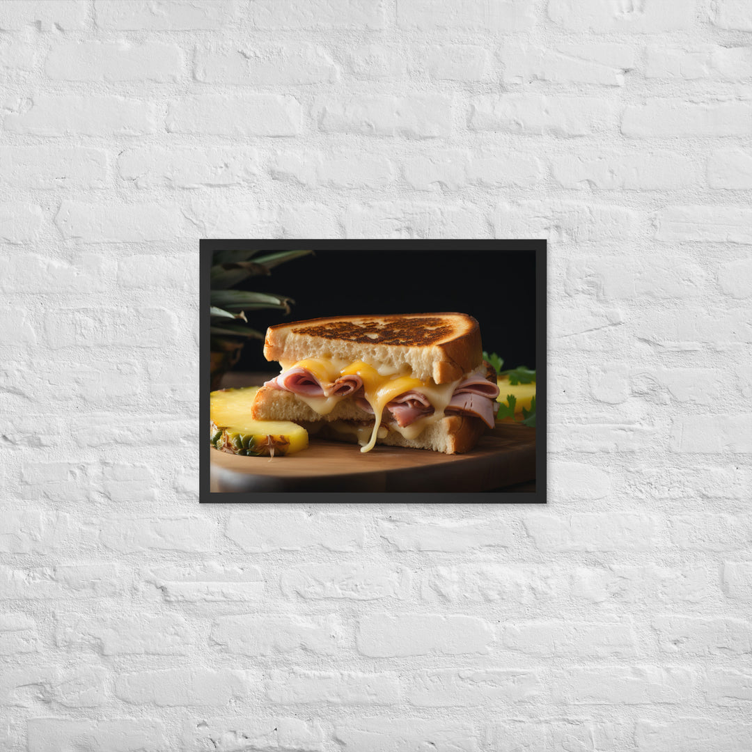 Hawaiian Grilled Cheese with Pineapple and Ham Framed poster 🤤 from Yumify.AI