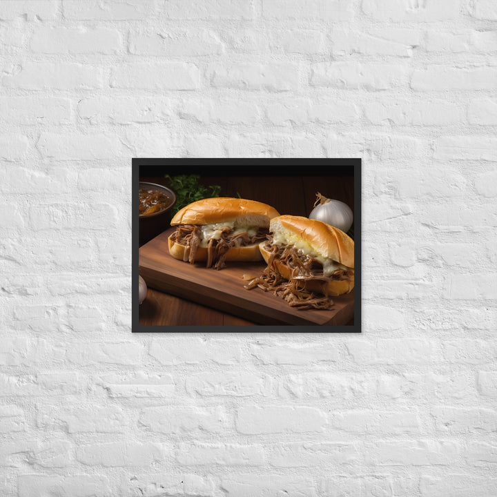 French Dip Sandwich with Caramelized Onions Framed poster 🤤 from Yumify.AI