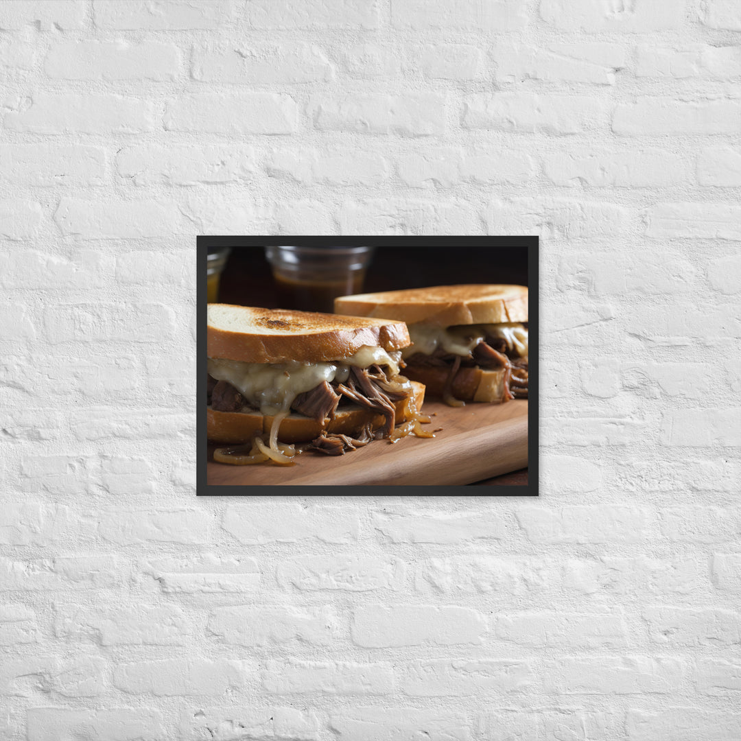 French Dip Sandwich with Caramelized Onions Framed poster 🤤 from Yumify.AI