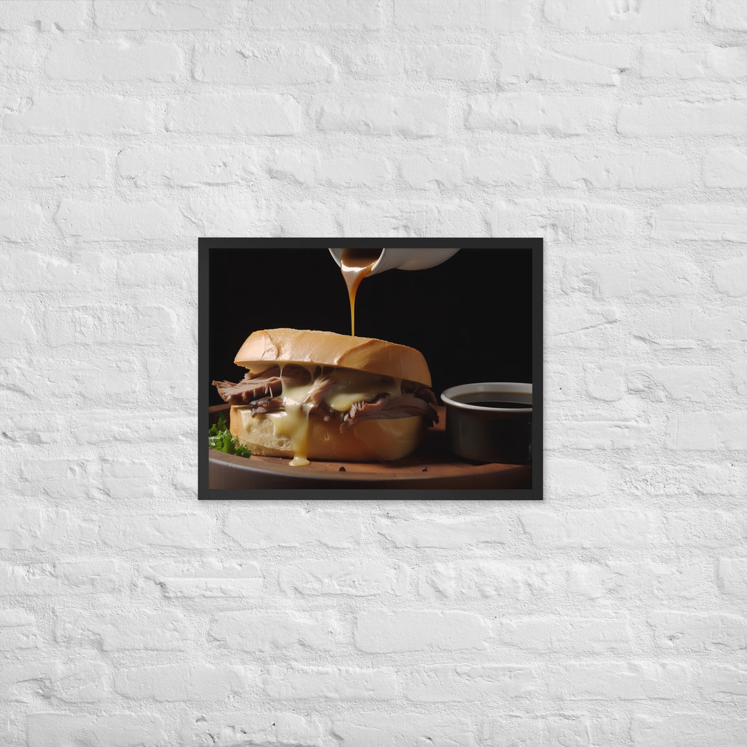 French Dip Sandwich with Au Jus Framed poster 🤤 from Yumify.AI