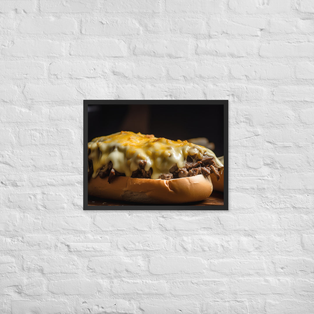 Cheesy Philly Cheesesteak Framed poster 🤤 from Yumify.AI