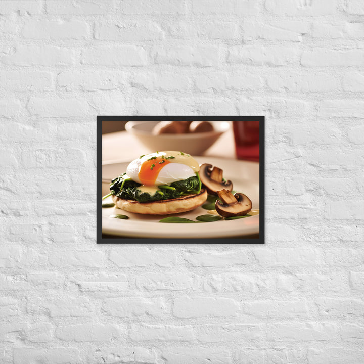 Spinach and Mushroom Eggs Benedict Framed poster 🤤 from Yumify.AI