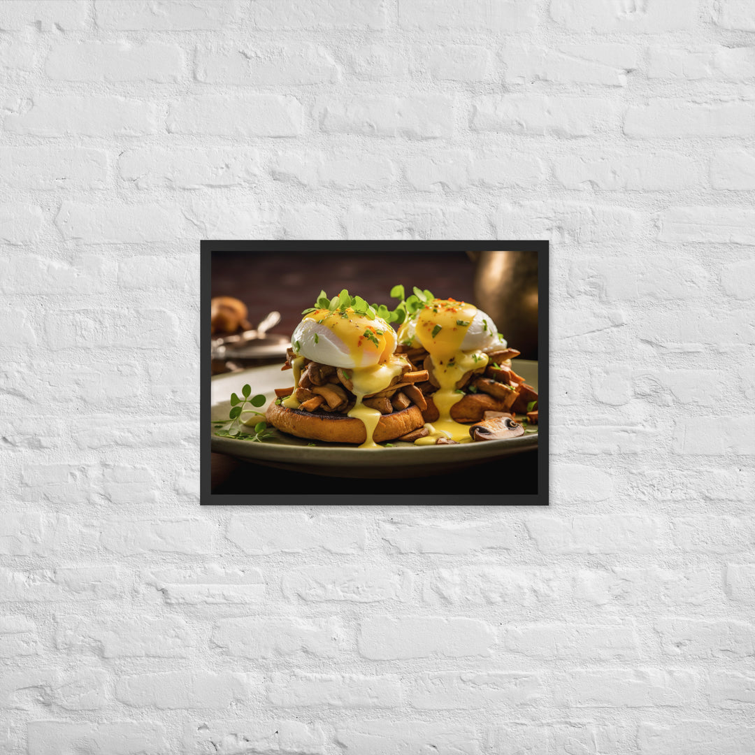 Mushroom and Truffle Eggs Benedict Framed poster 🤤 from Yumify.AI