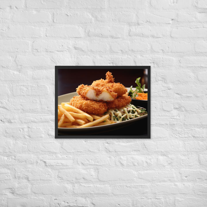 Panko Crusted Fish and Shoestring Fries Framed poster 🤤 from Yumify.AI