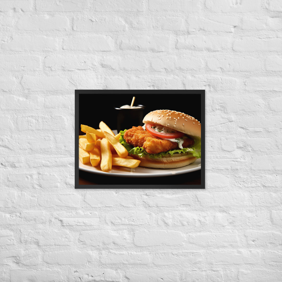 Fish Burger and Chips Framed poster 🤤 from Yumify.AI