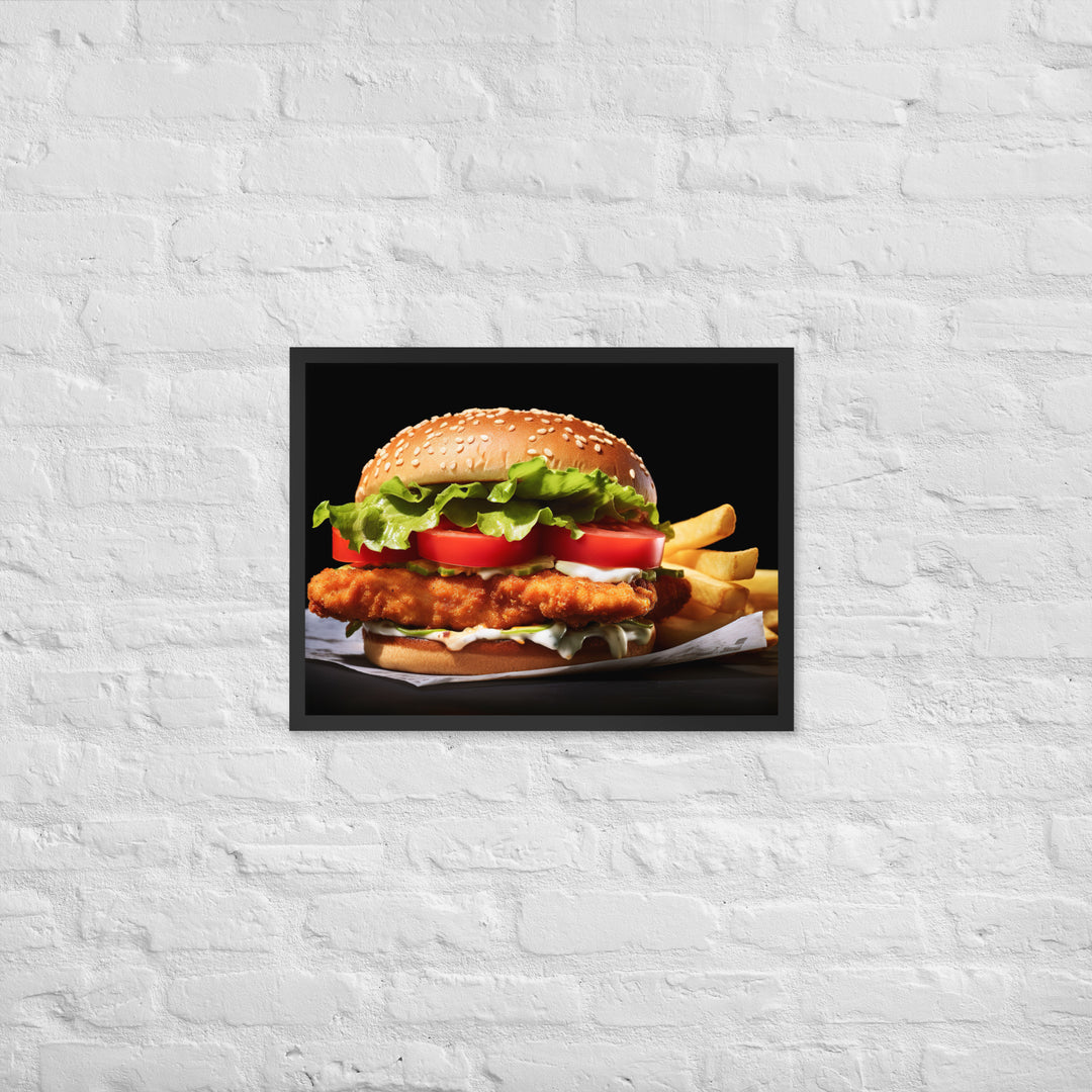 Fish Burger and Chips Framed poster 🤤 from Yumify.AI