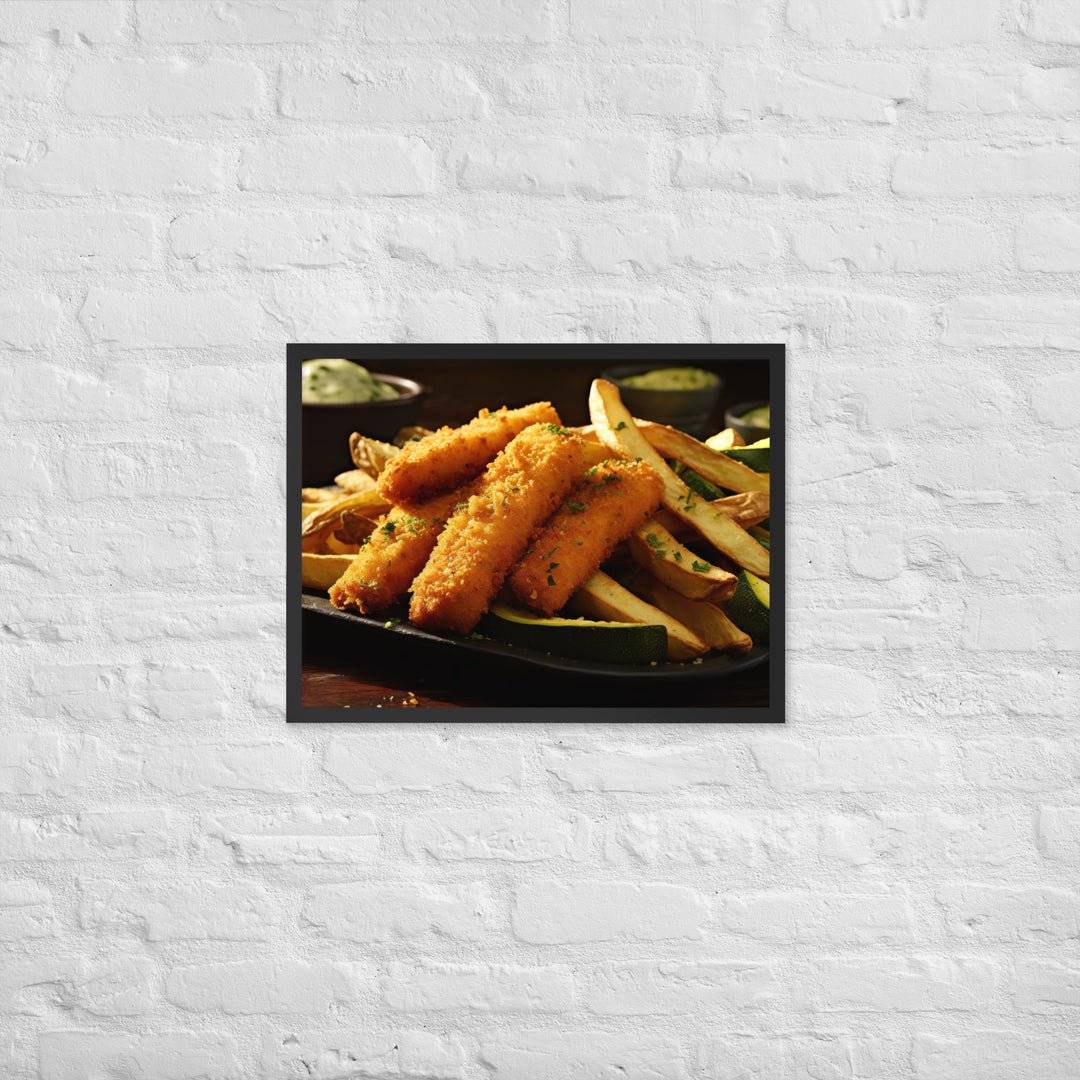 Fish and Zucchini Fries Framed poster 🤤 from Yumify.AI