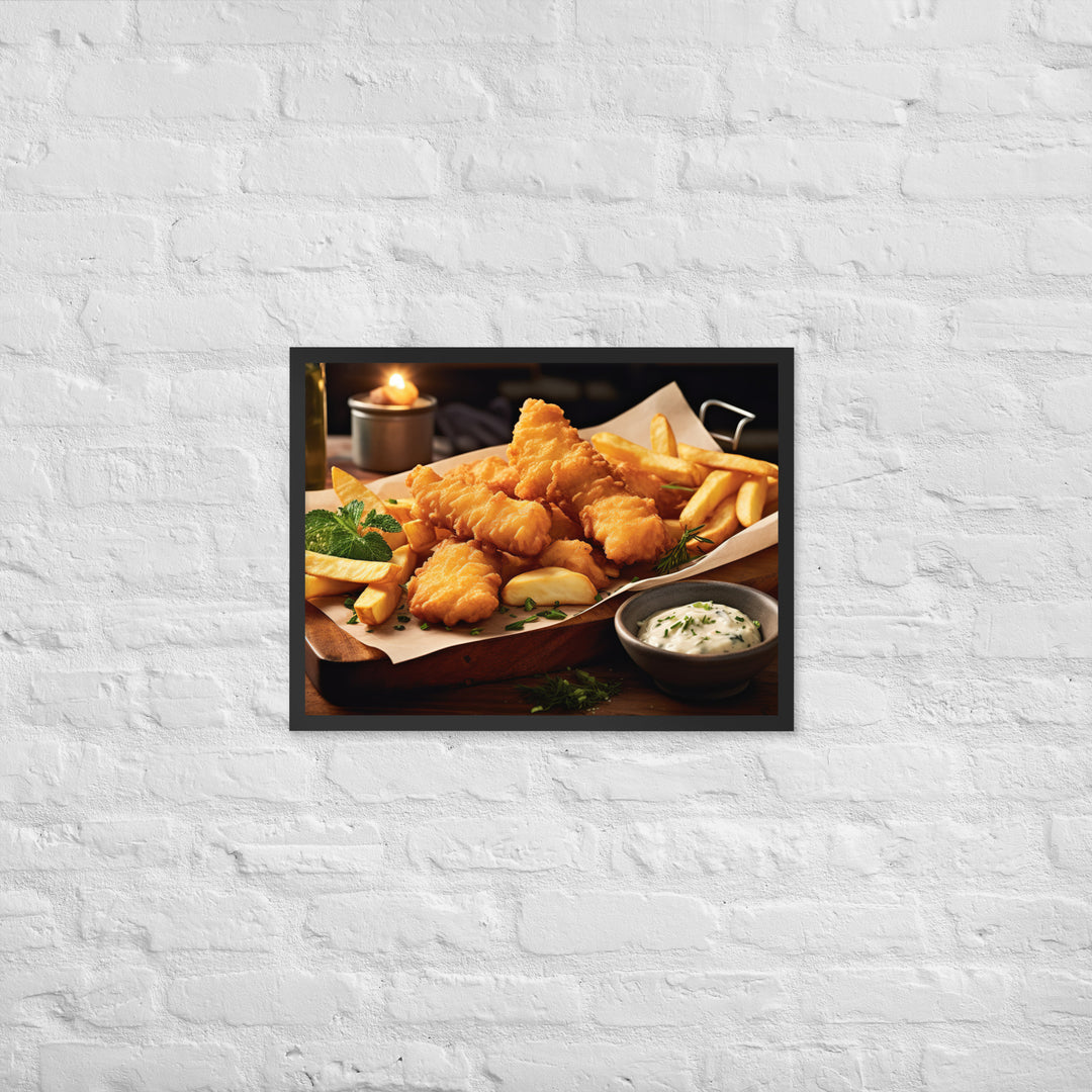 Beer Battered Fish and Chips Framed poster 🤤 from Yumify.AI