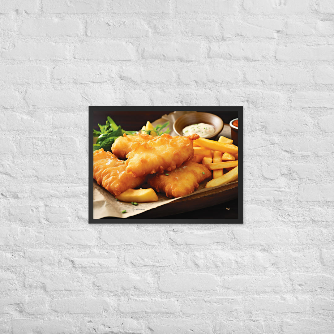 Beer Battered Fish and Chips Framed poster 🤤 from Yumify.AI