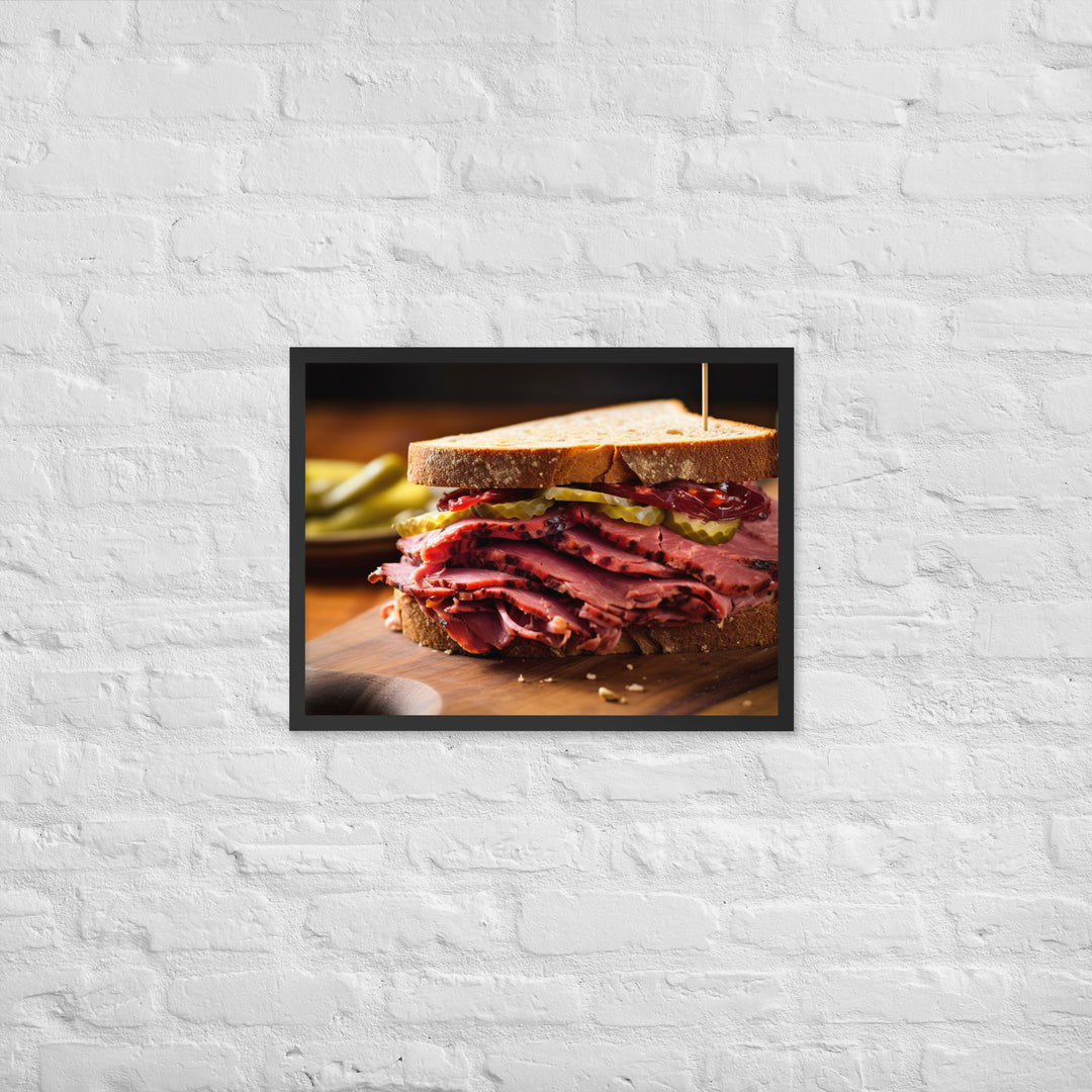 Montreal Smoked Meat Sandwich Framed poster 🤤 from Yumify.AI