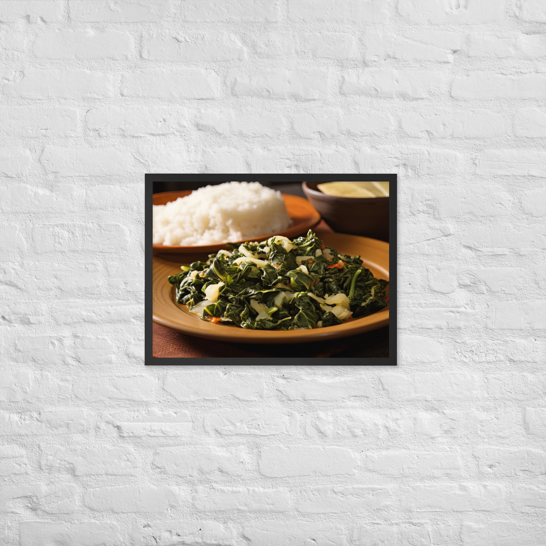 Ugali with Sukuma Wiki Framed poster 🤤 from Yumify.AI