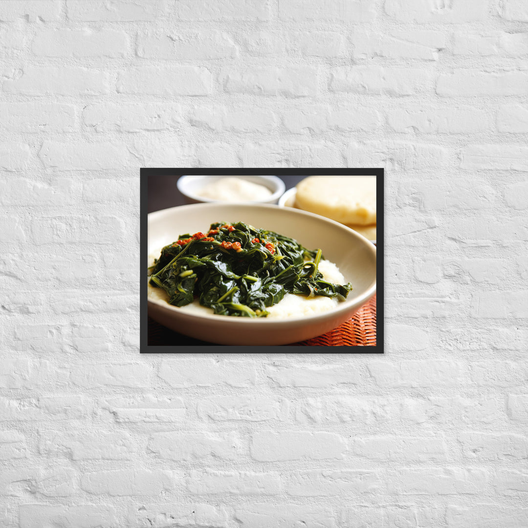 Ugali with Sukuma Wiki Framed poster 🤤 from Yumify.AI