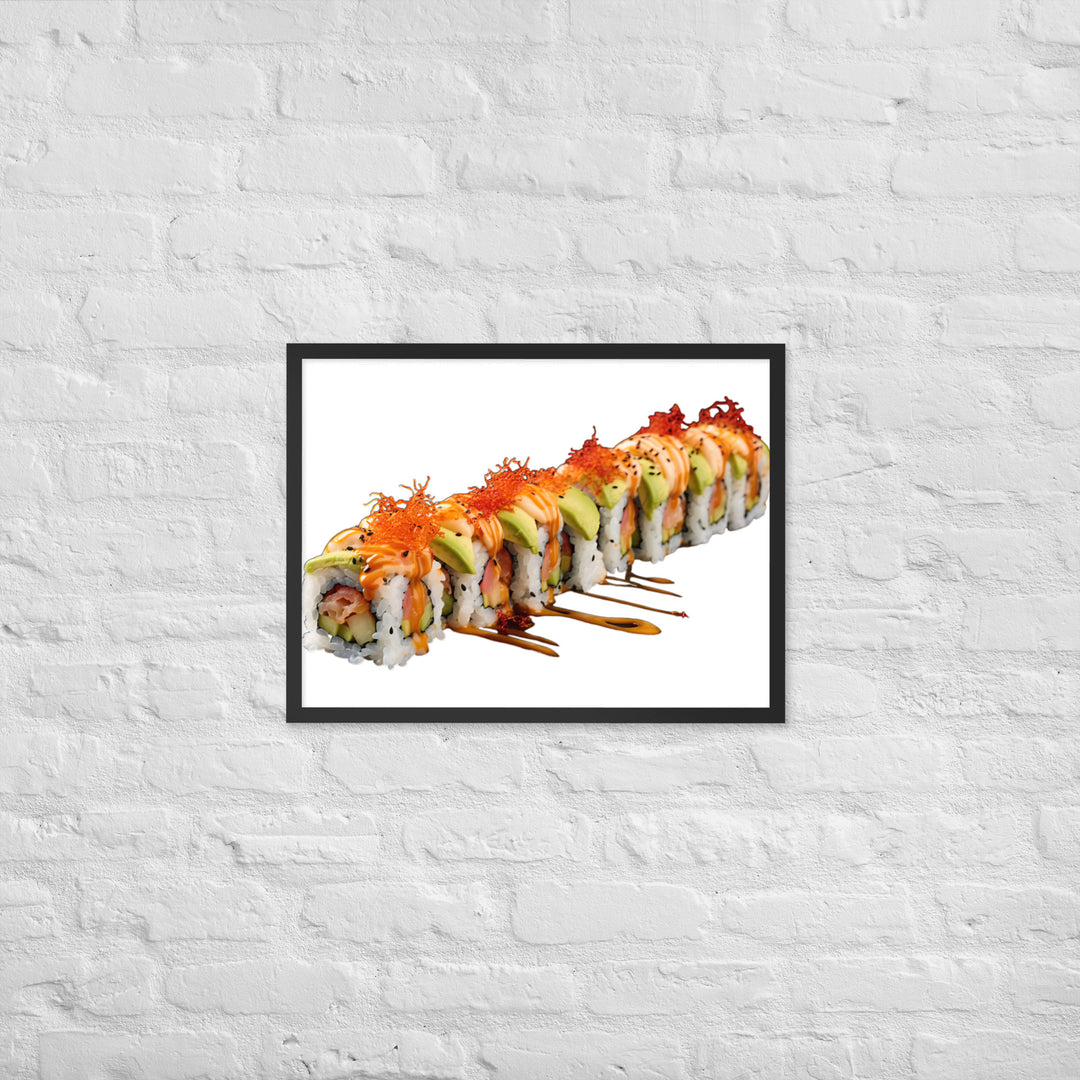 Vibrant Dragon Roll Sushi Framed Poster 🤤 from Yumify.AI