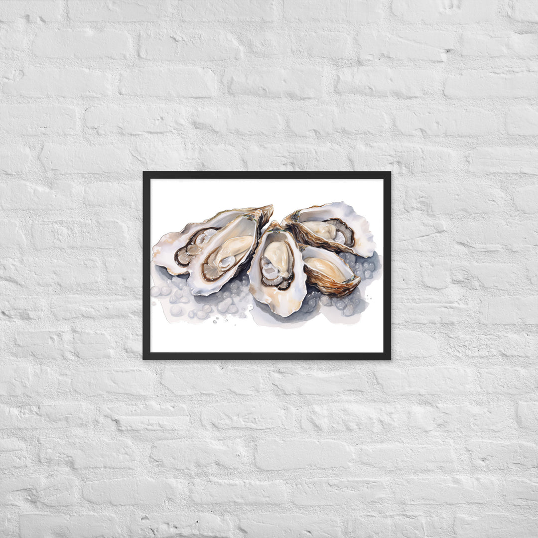 Fresh Raw Oysters Framed poster 🤤 from Yumify.AI