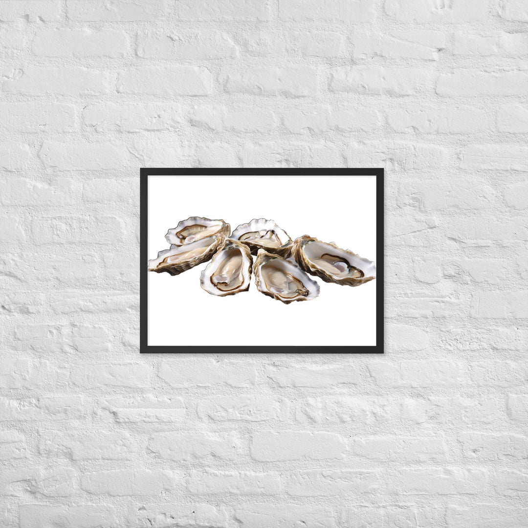 Fresh Raw Oysters Framed poster 🤤 from Yumify.AI