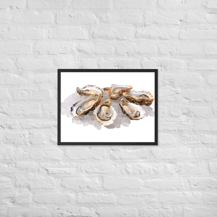 Fresh Raw Oysters Framed poster 🤤 from Yumify.AI