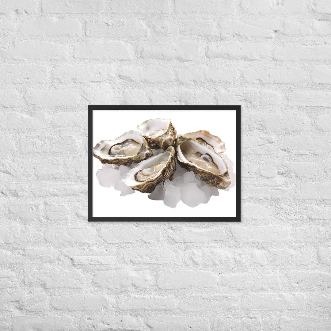 Fresh Raw Oysters Framed poster 🤤 from Yumify.AI