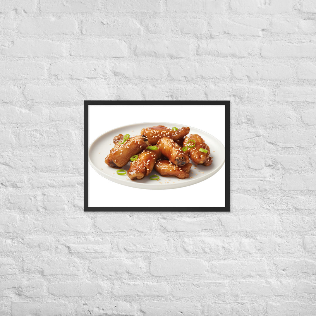 Teriyaki Glazed Chicken Wings Framed poster 🤤 from Yumify.AI