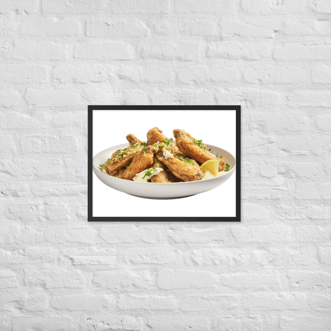 Garlic Parmesan Chicken Wings Framed poster 🤤 from Yumify.AI