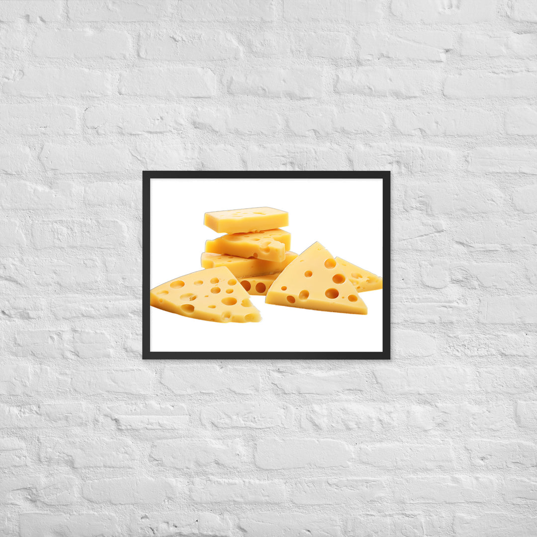 Swiss Cheese Slices Framed poster 🤤 from Yumify.AI