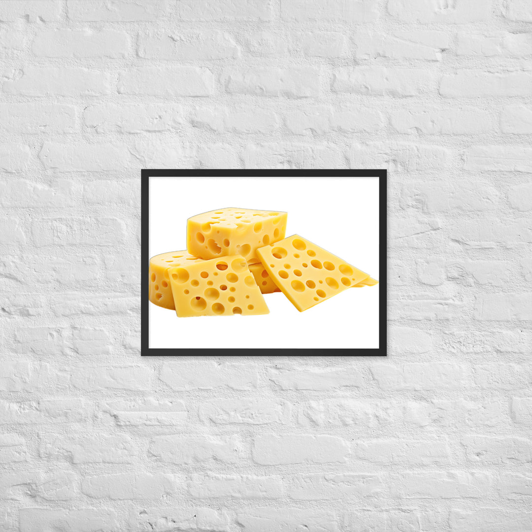 Swiss Cheese Slices Framed poster 🤤 from Yumify.AI