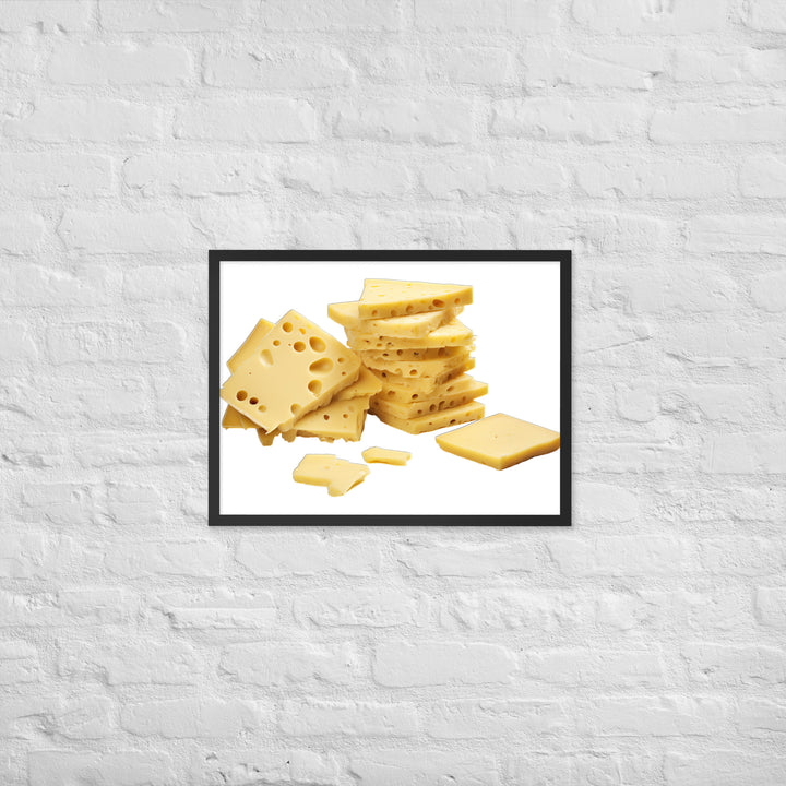 Swiss Cheese Slices Framed poster 🤤 from Yumify.AI