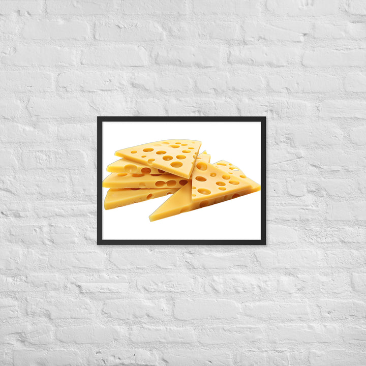 Swiss Cheese Slices Framed poster 🤤 from Yumify.AI