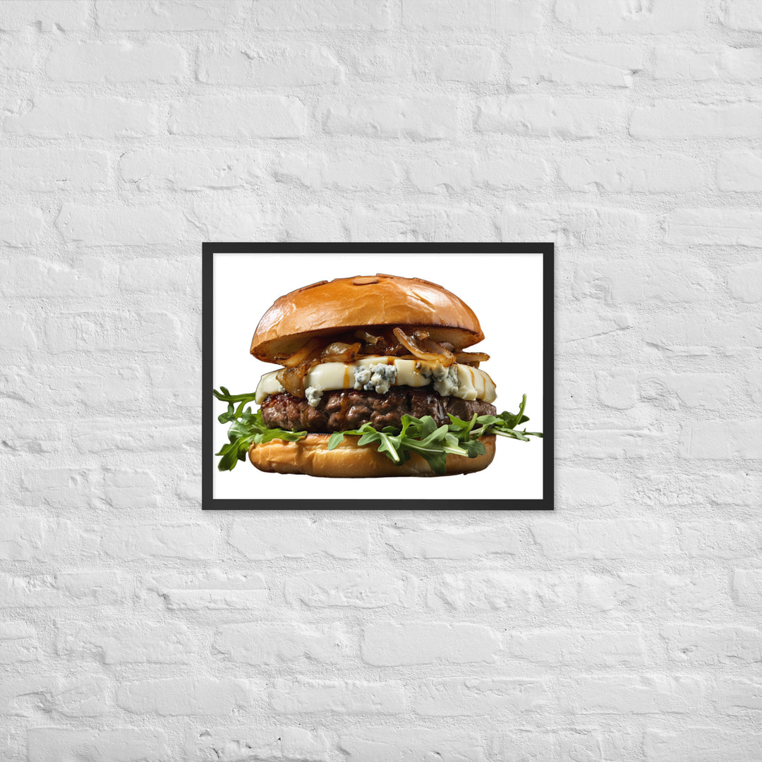 Gourmet Blue Cheese Burger Framed poster 🤤 from Yumify.AI