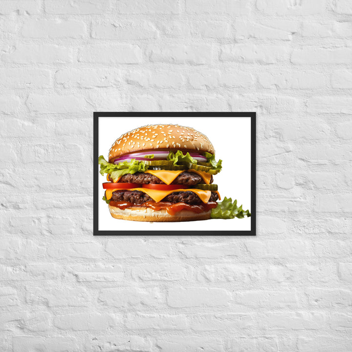 Classic Juicy Beef Burger Framed poster 🤤 from Yumify.AI