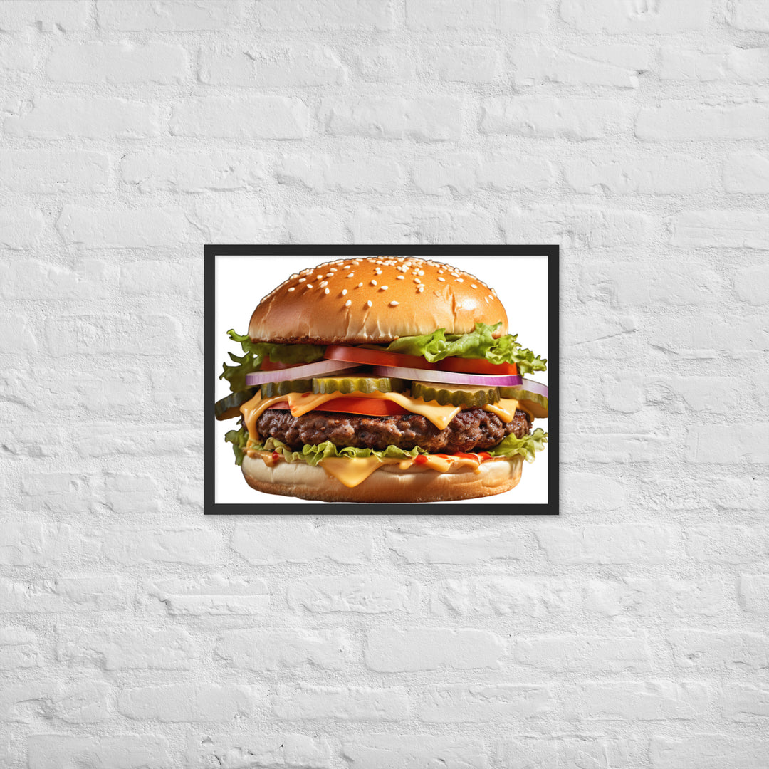 Classic Juicy Beef Burger Framed poster 🤤 from Yumify.AI