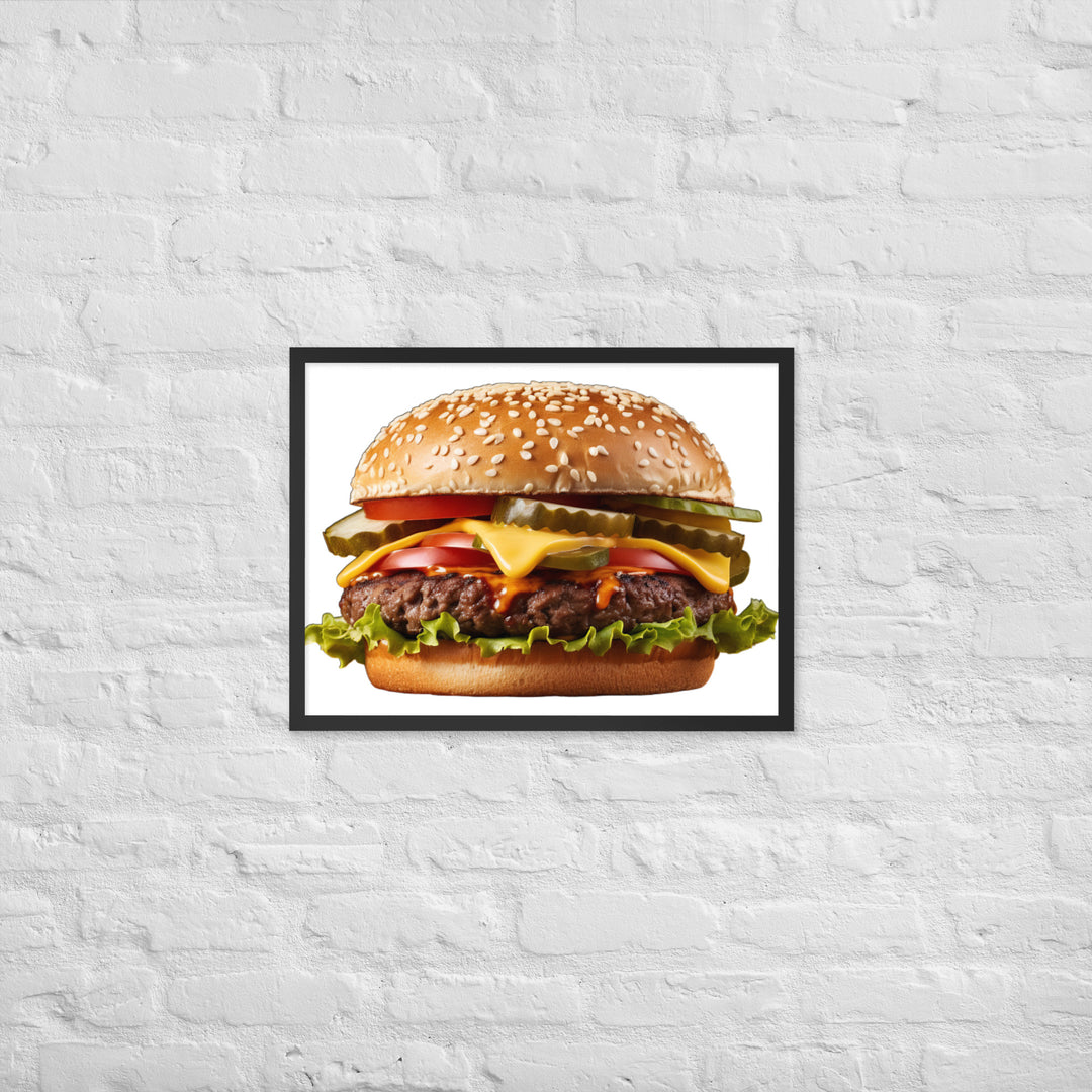 Classic Juicy Beef Burger Framed poster 🤤 from Yumify.AI