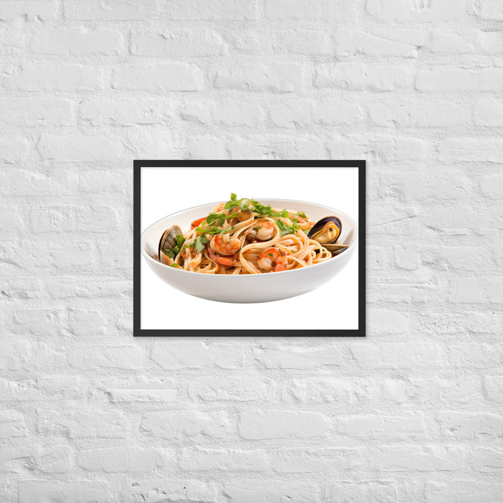 Seafood Linguine Delight Framed poster 🤤 from Yumify.AI