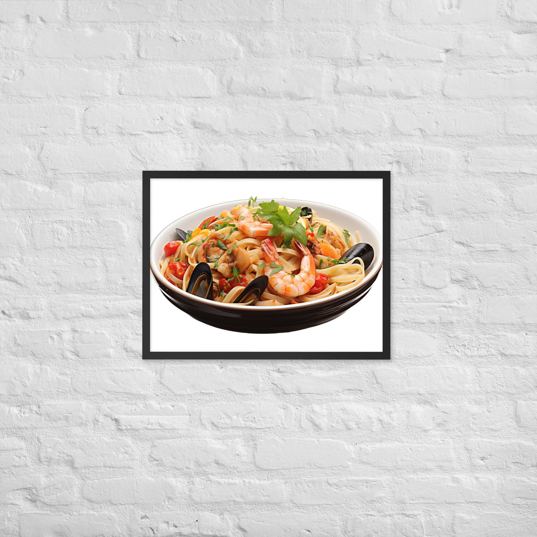 Seafood Linguine Delight Framed poster 🤤 from Yumify.AI