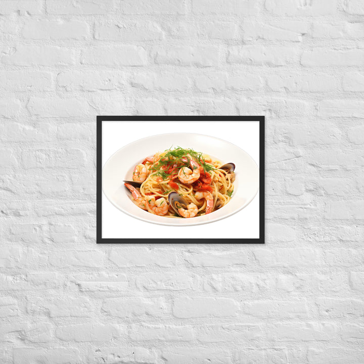 Seafood Linguine Delight Framed poster 🤤 from Yumify.AI