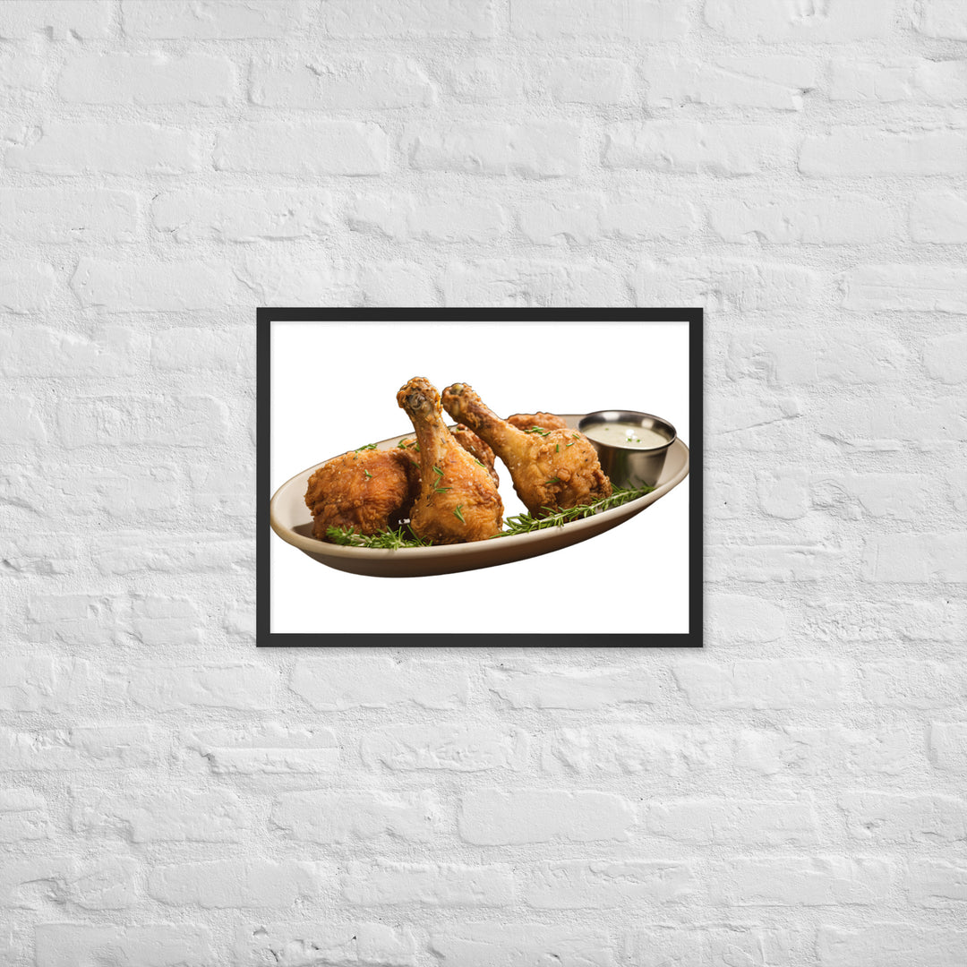 Buttermilk Fried Chicken Drumsticks Framed poster 🤤 from Yumify.AI