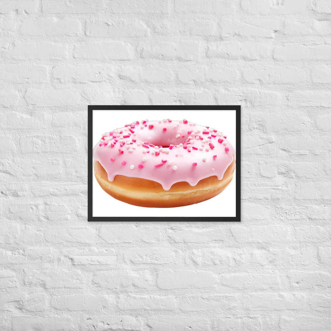 Strawberry Frosted Donut Framed poster 🤤 from Yumify.AI