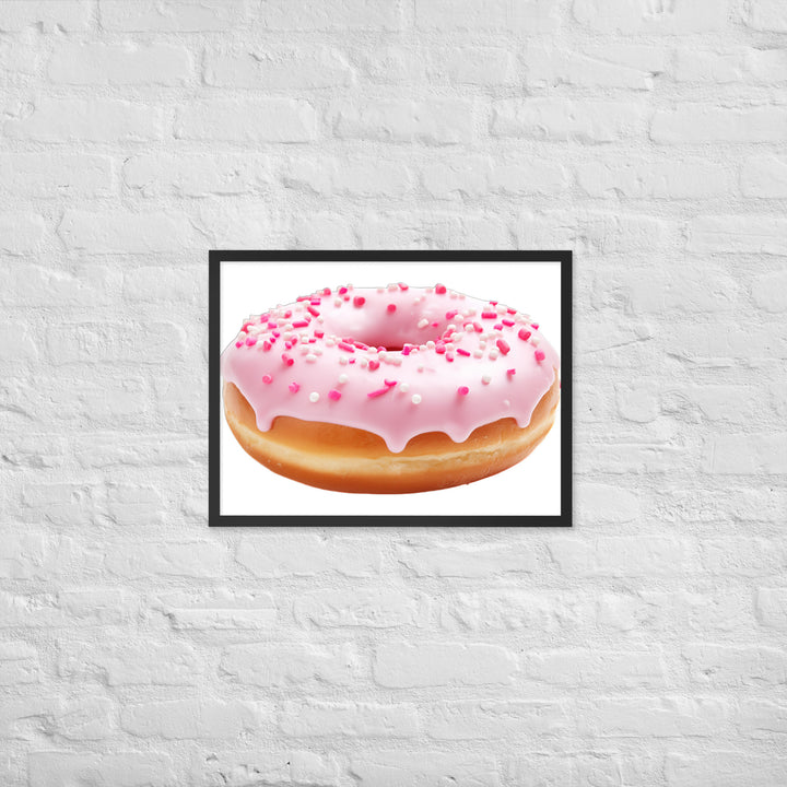 Strawberry Frosted Donut Framed poster 🤤 from Yumify.AI