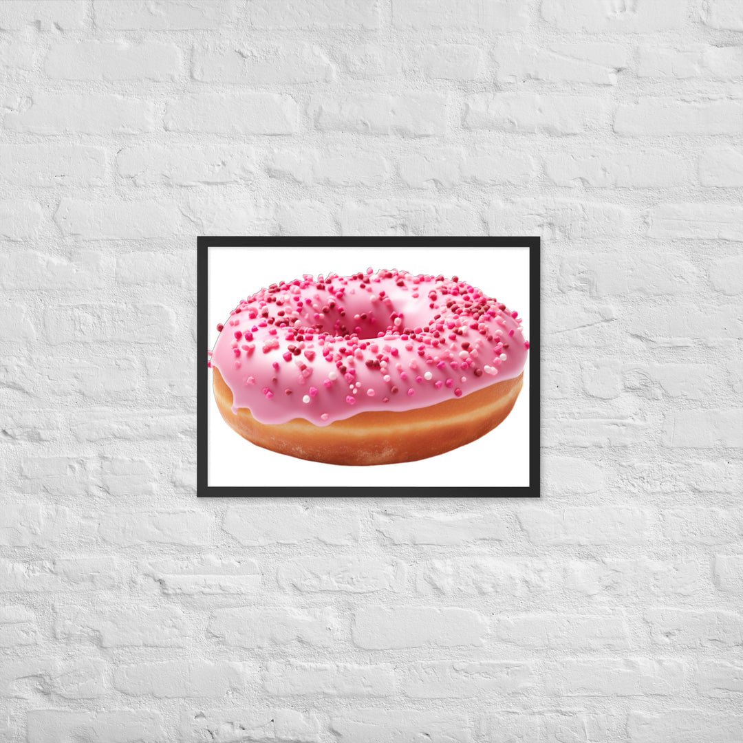 Strawberry Frosted Donut Framed poster 🤤 from Yumify.AI