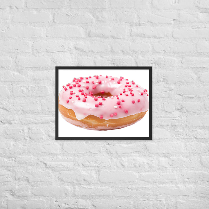 Strawberry Frosted Donut Framed poster 🤤 from Yumify.AI