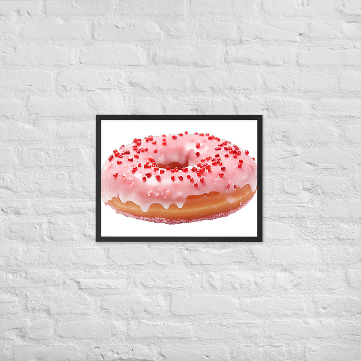 Strawberry Frosted Donut Framed poster 🤤 from Yumify.AI