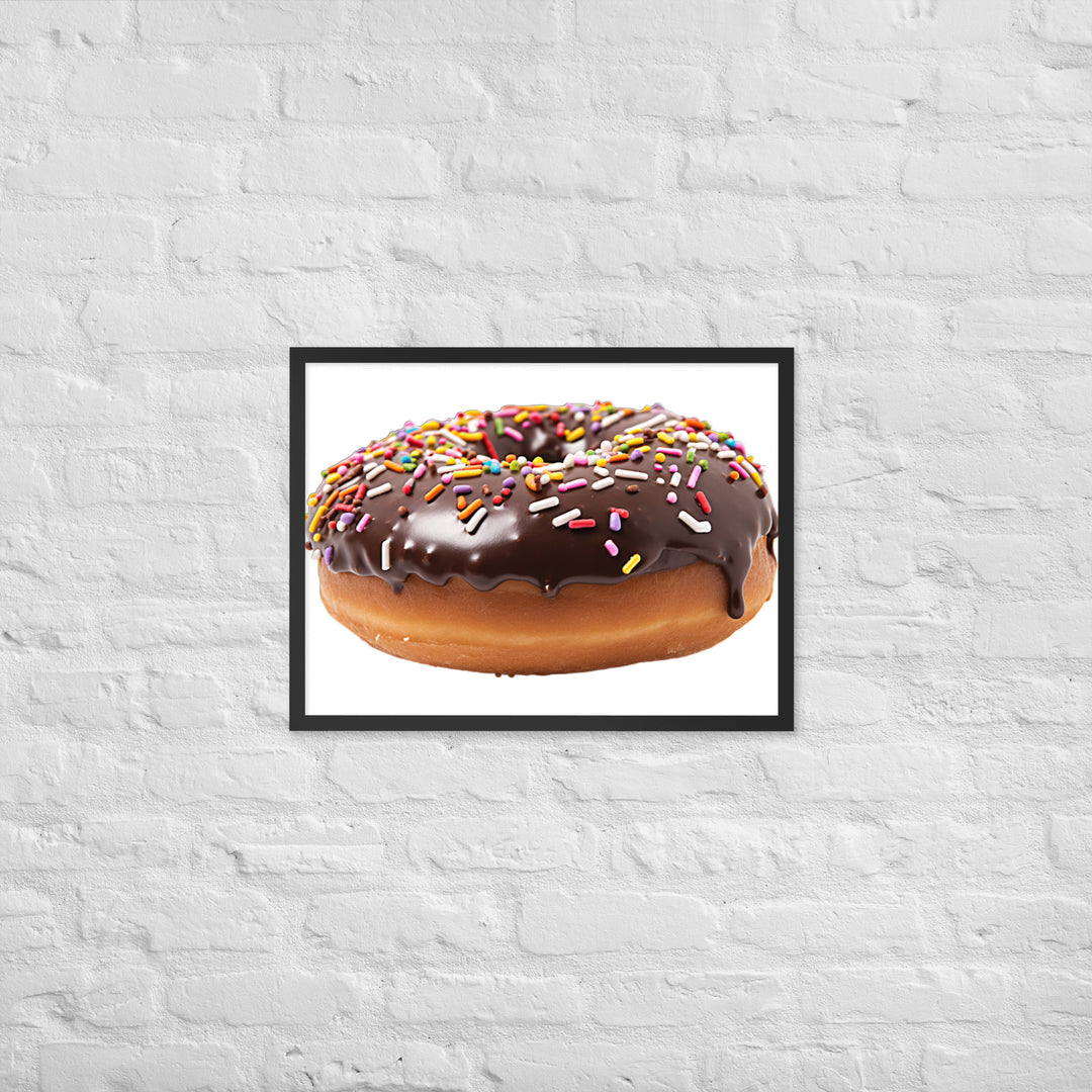 Sprinkled Chocolate Donut Framed poster 🤤 from Yumify.AI