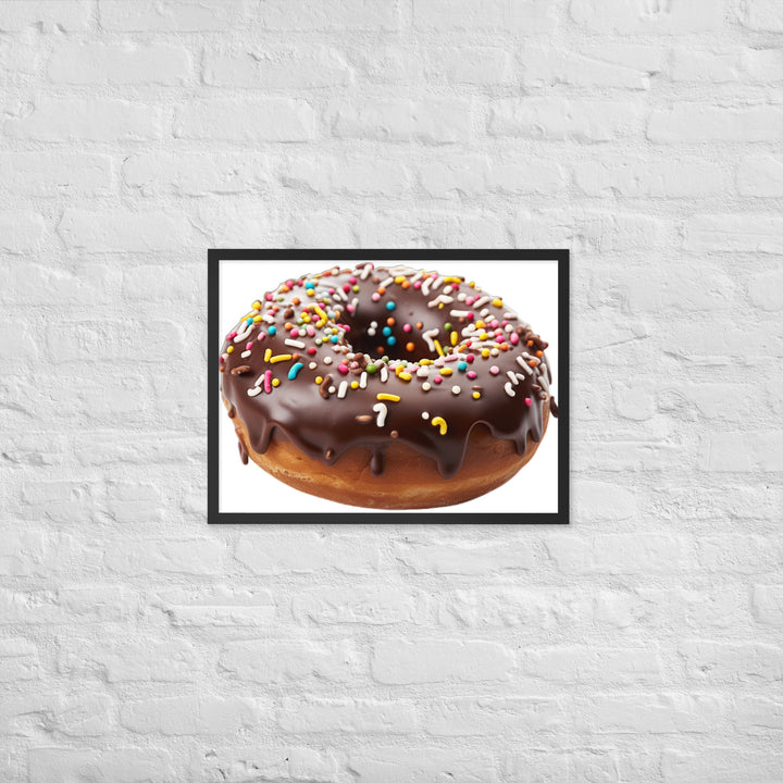 Sprinkled Chocolate Donut Framed poster 🤤 from Yumify.AI