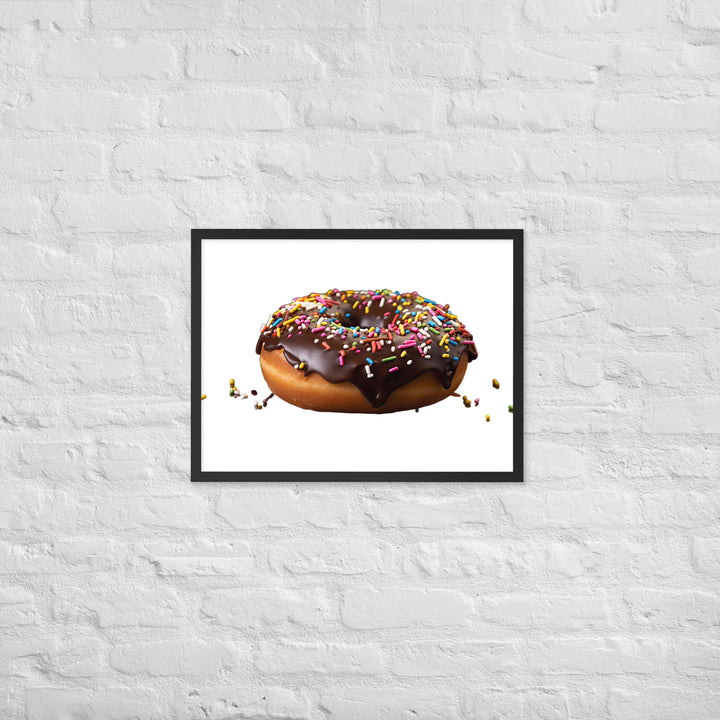 Sprinkled Chocolate Donut Framed poster 🤤 from Yumify.AI