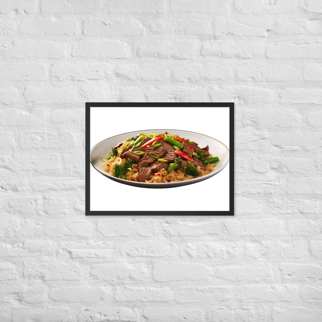 Spicy Beef Fried Rice Framed poster 🤤 from Yumify.AI