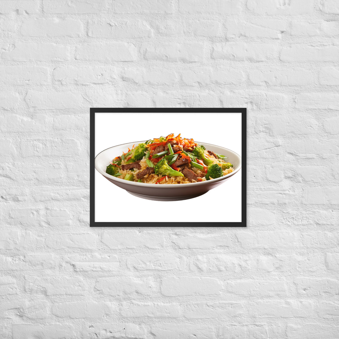 Spicy Beef Fried Rice Framed poster 🤤 from Yumify.AI