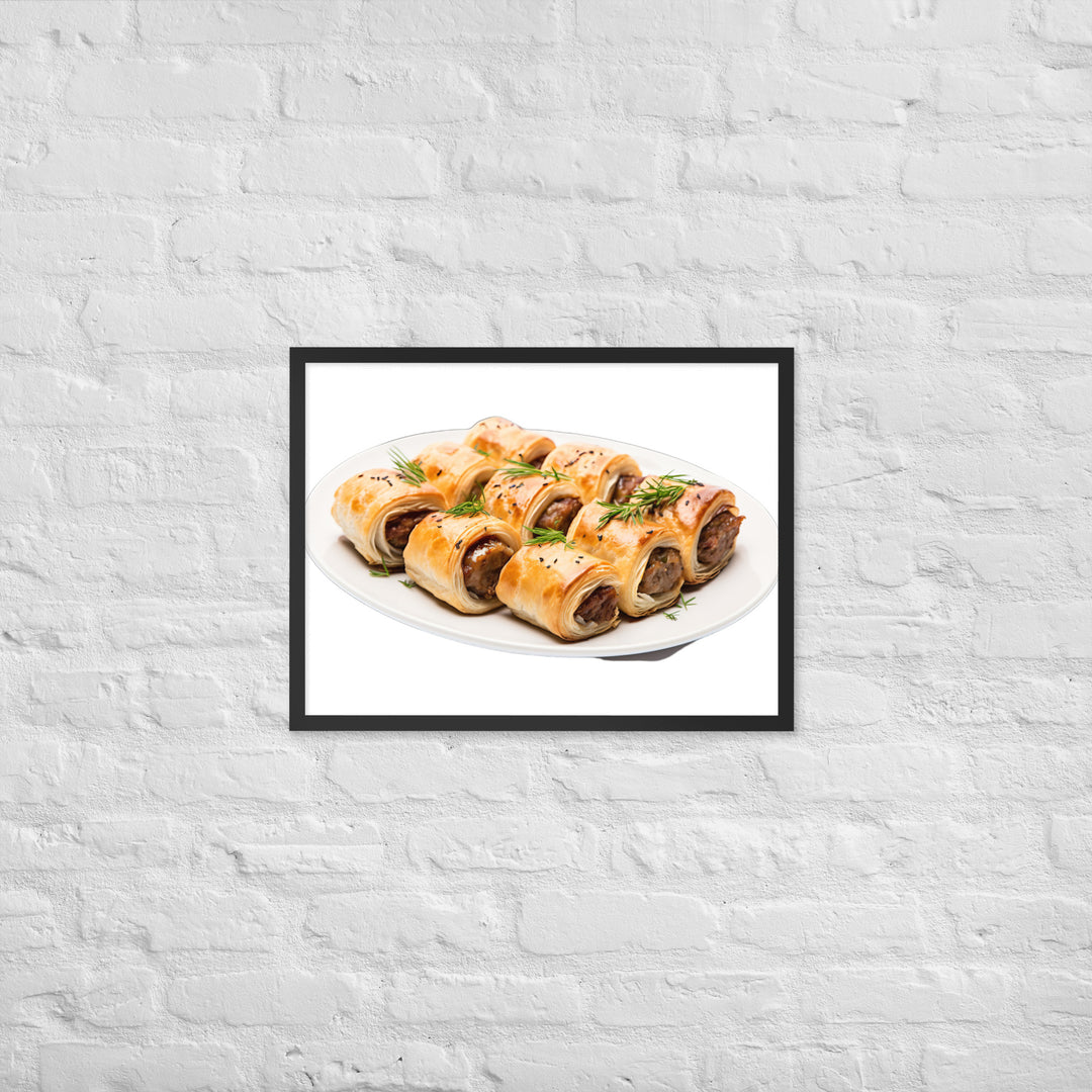 Vegan Sausage Rolls Showcase Framed poster 🤤 from Yumify.AI