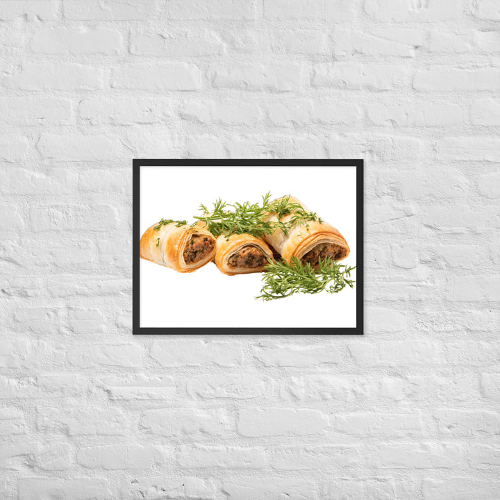 Vegan Sausage Rolls Showcase Framed poster 🤤 from Yumify.AI