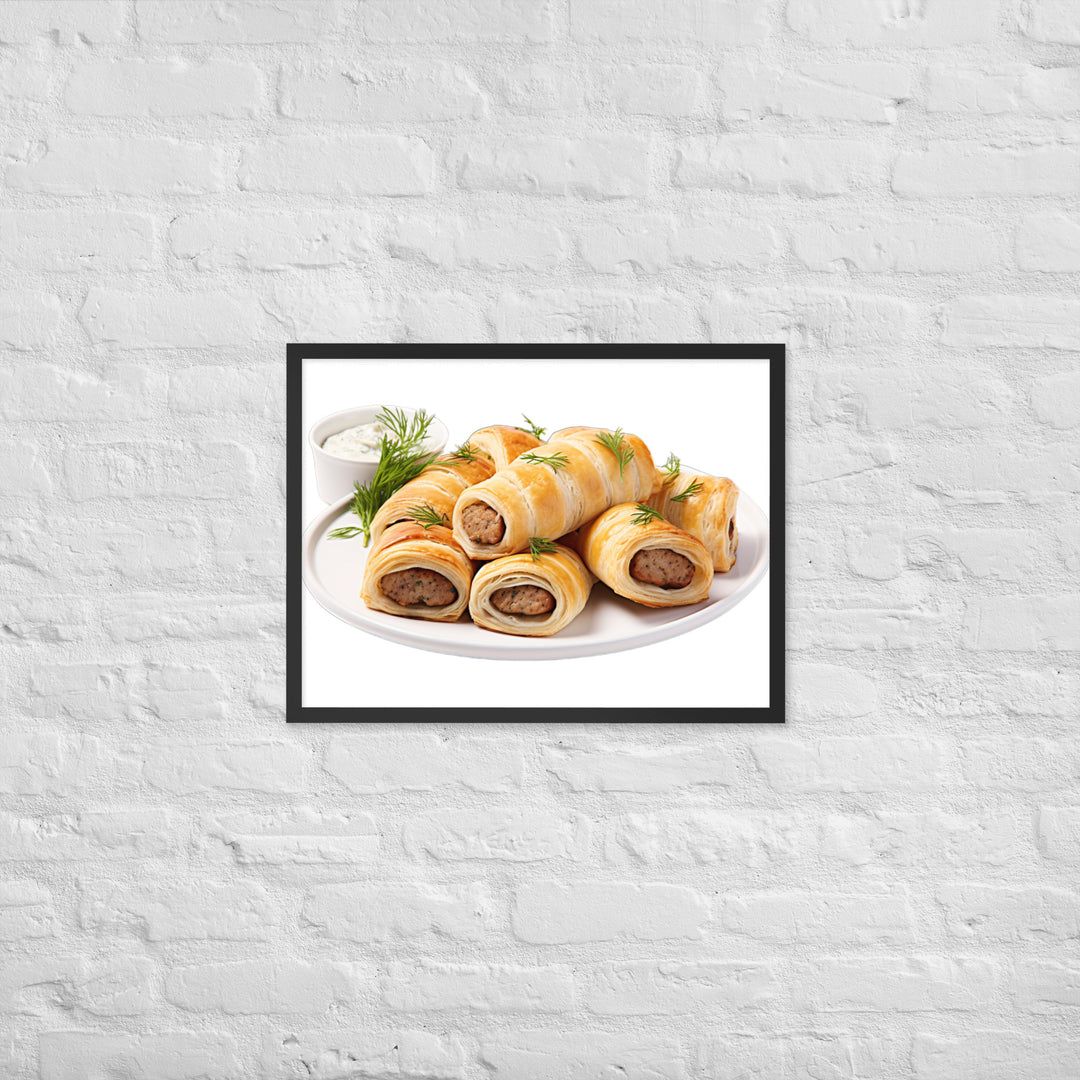 Vegan Sausage Rolls Showcase Framed poster 🤤 from Yumify.AI