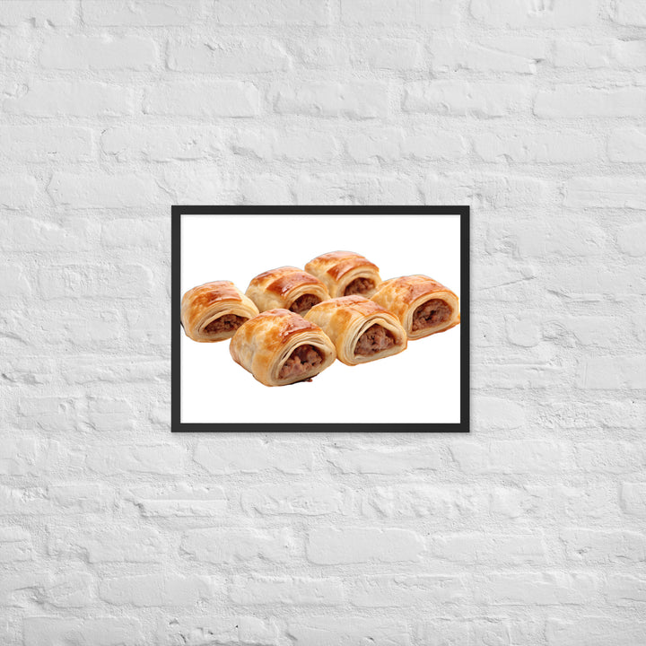 Sausage Rolls with Caramelized Onions Framed poster 🤤 from Yumify.AI