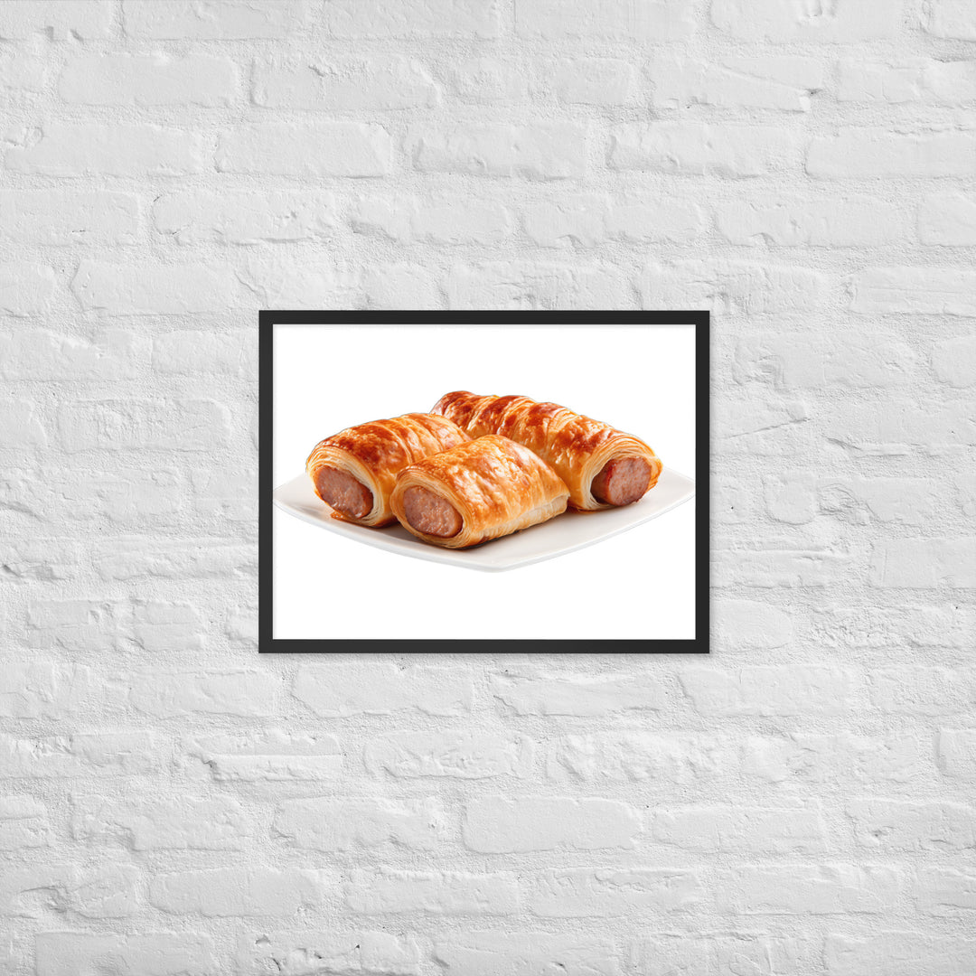 Flaky Golden Sausage Rolls Framed poster 🤤 from Yumify.AI